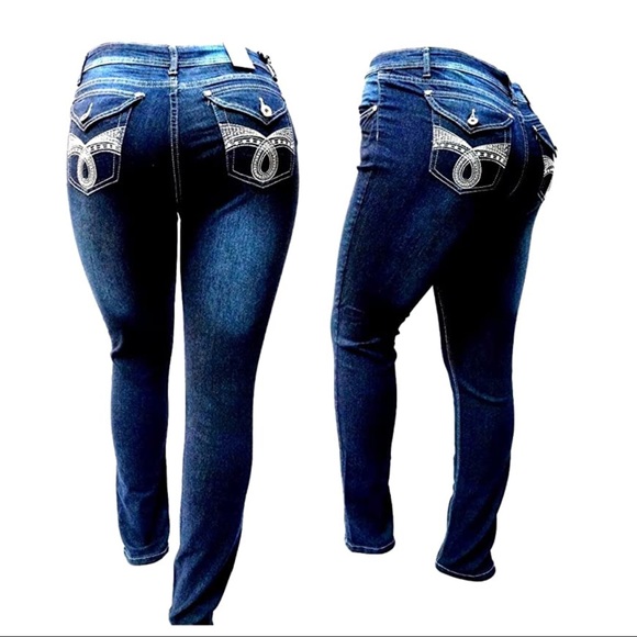 5IVE Women's Plus Size Stretch Black/Blue High Waist Skinny Jeans  Ls.98173ms - Picture 7 of 7